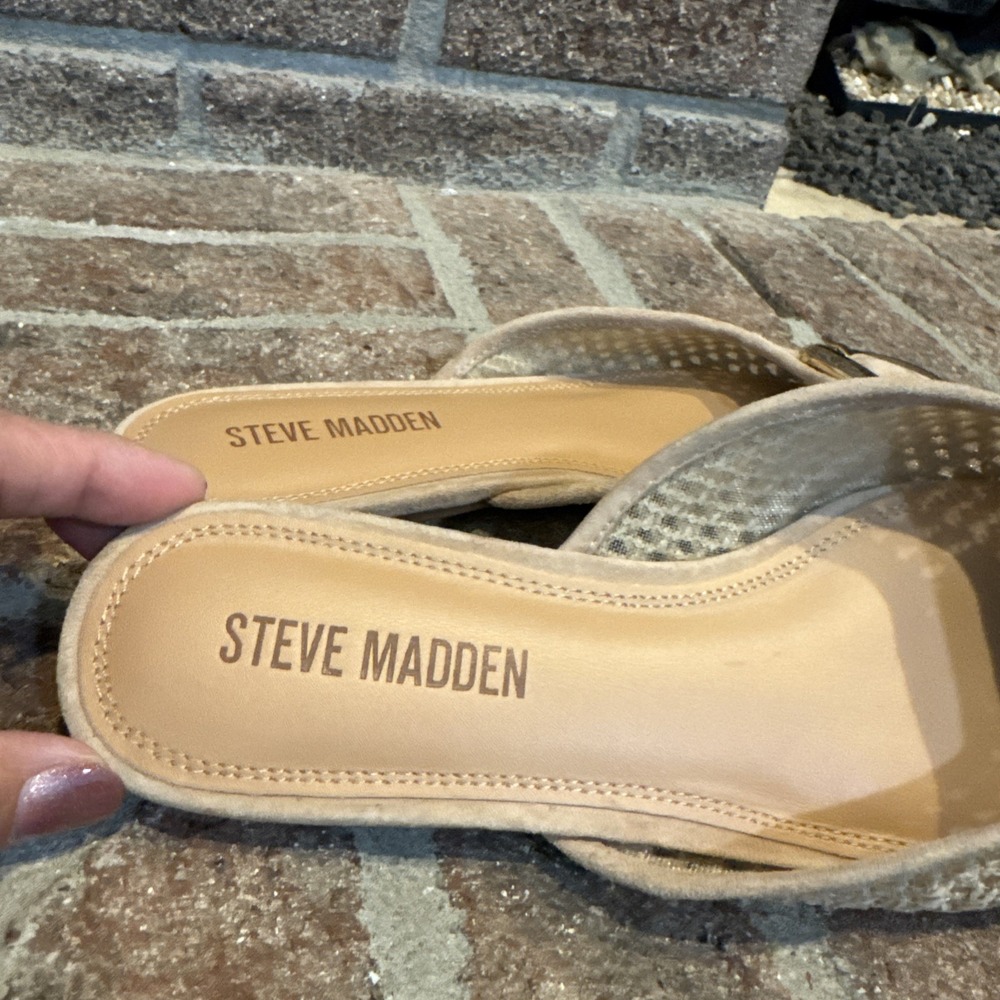 Steve Madden Women's Ira Raffia Mule Point Toe Size 8.5 Gold Buckle Detail #573 - Picture 5 of 16